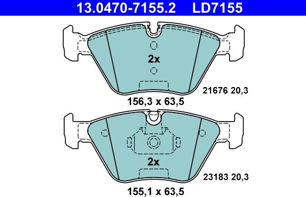 ATE 13.0470-7155.2 - Brake Pad Set, disc brake www.autospares.lv