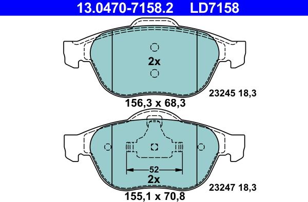 ATE 13.0470-7158.2 - Bremžu uzliku kompl., Disku bremzes autospares.lv