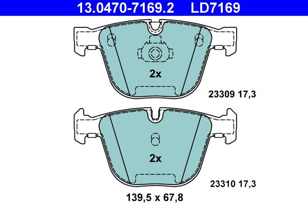 ATE 13.0470-7169.2 - Bremžu uzliku kompl., Disku bremzes www.autospares.lv