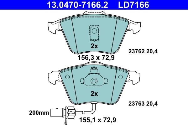 ATE 13.0470-7166.2 - Bremžu uzliku kompl., Disku bremzes autospares.lv