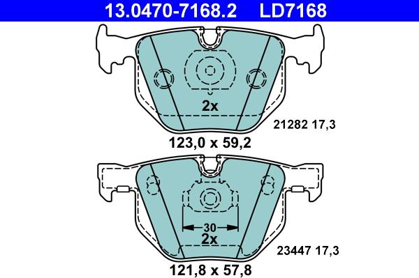 ATE 13.0470-7168.2 - Bremžu uzliku kompl., Disku bremzes www.autospares.lv