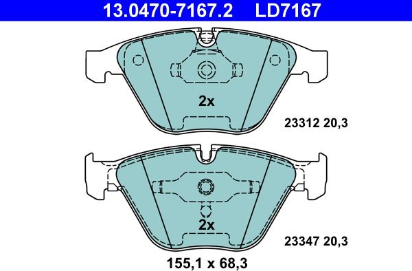 ATE 13.0470-7167.2 - Brake Pad Set, disc brake www.autospares.lv