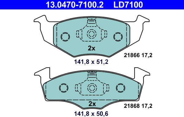 ATE 13.0470-7100.2 - Bremžu uzliku kompl., Disku bremzes www.autospares.lv