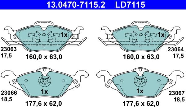 ATE 13.0470-7115.2 - Bremžu uzliku kompl., Disku bremzes autospares.lv