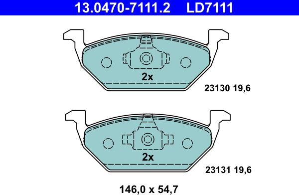 ATE 13.0470-7111.2 - Bremžu uzliku kompl., Disku bremzes www.autospares.lv