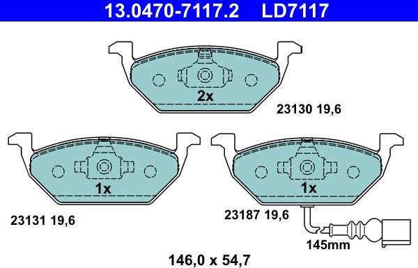 ATE 13.0470-7117.2 - Bremžu uzliku kompl., Disku bremzes autospares.lv