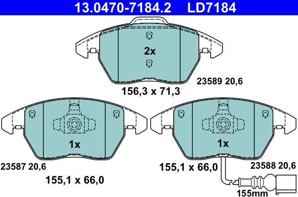 ATE 13.0470-7184.2 - Bremžu uzliku kompl., Disku bremzes www.autospares.lv