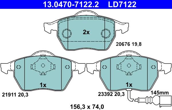 ATE 13.0470-7122.2 - Bremžu uzliku kompl., Disku bremzes autospares.lv