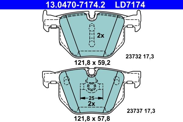 ATE 13.0470-7174.2 - Bremžu uzliku kompl., Disku bremzes www.autospares.lv