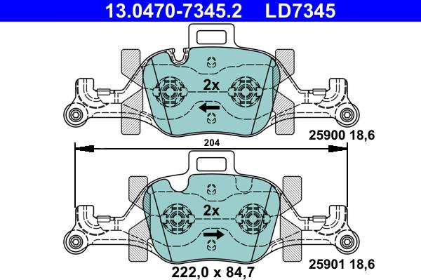 ATE 13.0470-7345.2 - Bremžu uzliku kompl., Disku bremzes www.autospares.lv