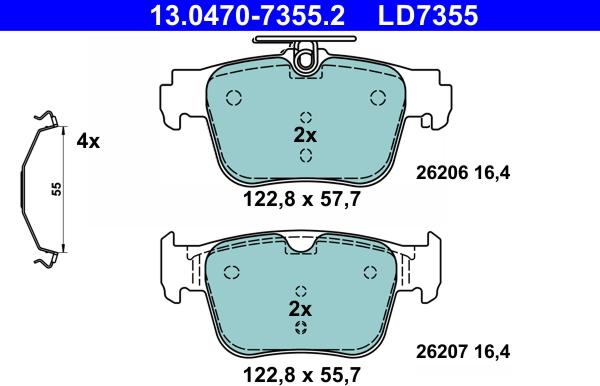 ATE 13.0470-7355.2 - Bremžu uzliku kompl., Disku bremzes www.autospares.lv