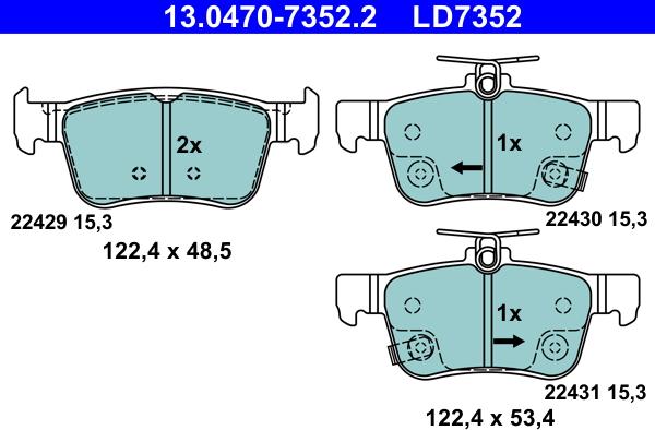 ATE 13.0470-7352.2 - Bremžu uzliku kompl., Disku bremzes www.autospares.lv