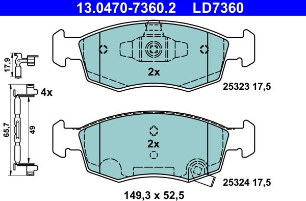 ATE 13.0470-7360.2 - Bremžu uzliku kompl., Disku bremzes www.autospares.lv