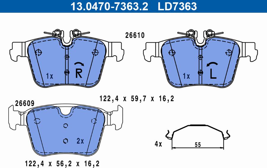 ATE 13.0470-7363.2 - Bremžu uzliku kompl., Disku bremzes www.autospares.lv