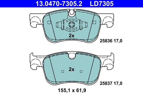 ATE 13.0470-7305.2 - Bremžu uzliku kompl., Disku bremzes www.autospares.lv