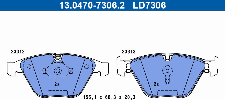 ATE 13.0470-7306.2 - Bremžu uzliku kompl., Disku bremzes www.autospares.lv