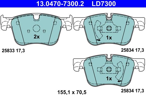 ATE 13.0470-7300.2 - Bremžu uzliku kompl., Disku bremzes autospares.lv