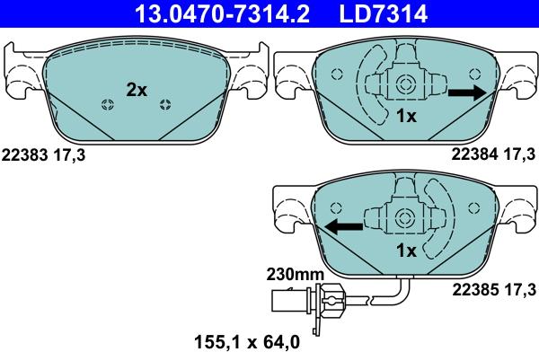 ATE 13.0470-7314.2 - Bremžu uzliku kompl., Disku bremzes www.autospares.lv