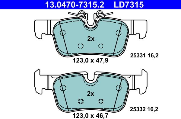 ATE 13.0470-7315.2 - Bremžu uzliku kompl., Disku bremzes www.autospares.lv