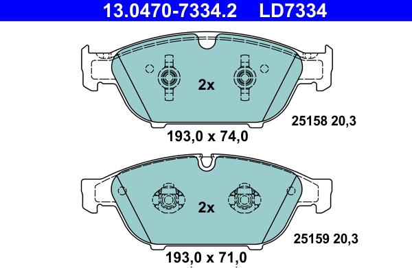 ATE 13.0470-7334.2 - Bremžu uzliku kompl., Disku bremzes www.autospares.lv