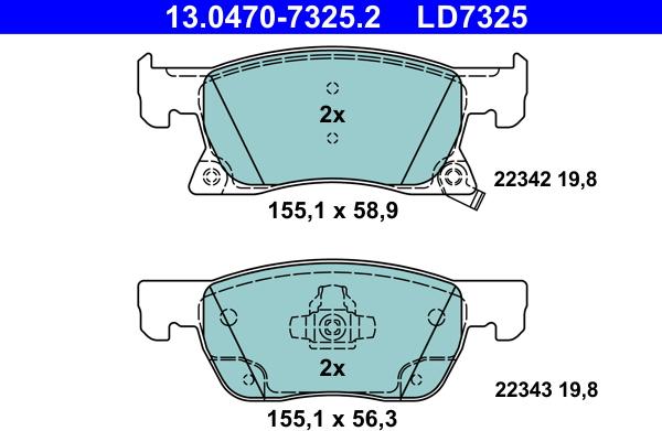 ATE 13.0470-7325.2 - Bremžu uzliku kompl., Disku bremzes www.autospares.lv