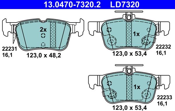 ATE 13.0470-7320.2 - Brake Pad Set, disc brake www.autospares.lv