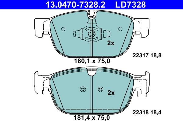 ATE 13.0470-7328.2 - Bremžu uzliku kompl., Disku bremzes www.autospares.lv