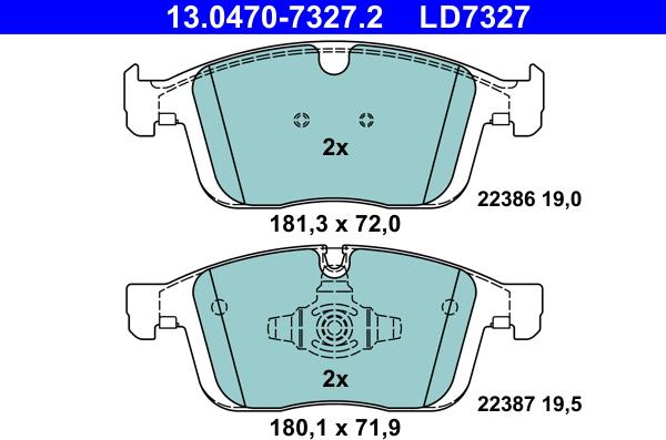 ATE 13.0470-7327.2 - Bremžu uzliku kompl., Disku bremzes www.autospares.lv