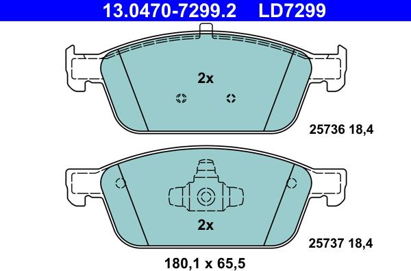 ATE 13.0470-7299.2 - Тормозные колодки, дисковые, комплект www.autospares.lv