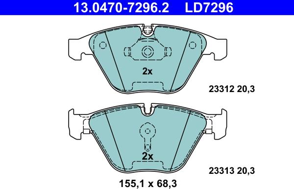 ATE 13.0470-7296.2 - Bremžu uzliku kompl., Disku bremzes autospares.lv