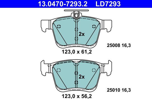 ATE 13.0470-7293.2 - Bremžu uzliku kompl., Disku bremzes autospares.lv