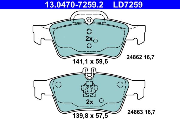 ATE 13.0470-7259.2 - Bremžu uzliku kompl., Disku bremzes autospares.lv