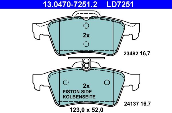 ATE 13.0470-7251.2 - Bremžu uzliku kompl., Disku bremzes autospares.lv