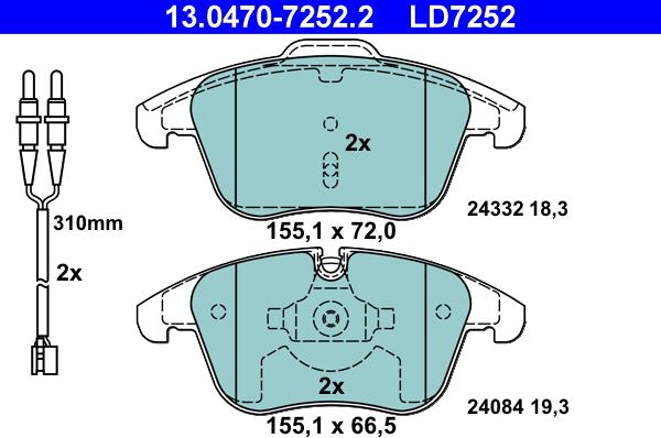 ATE 13.0470-7252.2 - Bremžu uzliku kompl., Disku bremzes www.autospares.lv