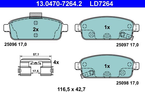 ATE 13.0470-7264.2 - Bremžu uzliku kompl., Disku bremzes autospares.lv