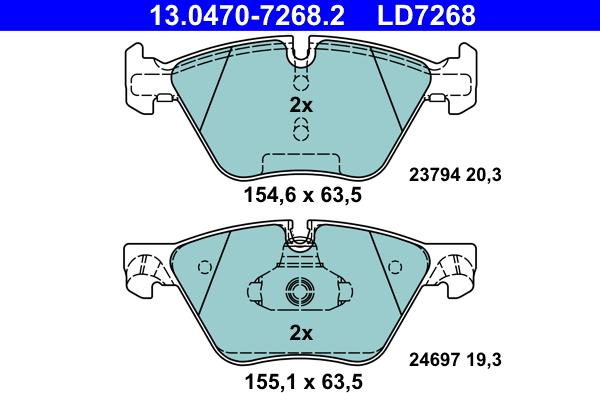 ATE 13.0470-7268.2 - Bremžu uzliku kompl., Disku bremzes autospares.lv