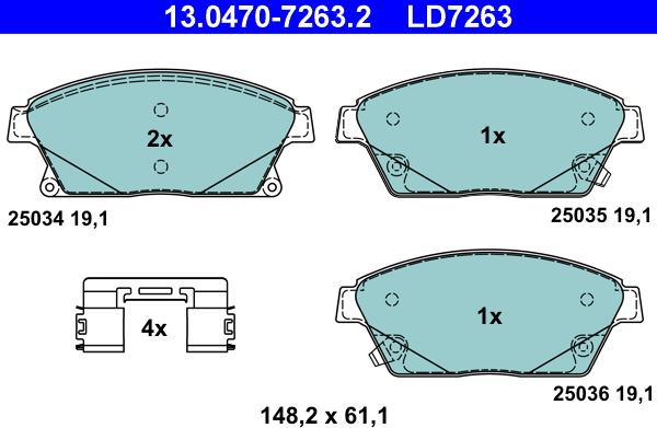 ATE 13.0470-7263.2 - Bremžu uzliku kompl., Disku bremzes autospares.lv