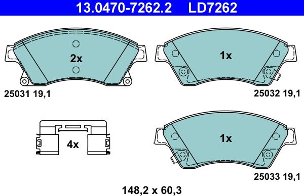 ATE 13.0470-7262.2 - Bremžu uzliku kompl., Disku bremzes autospares.lv