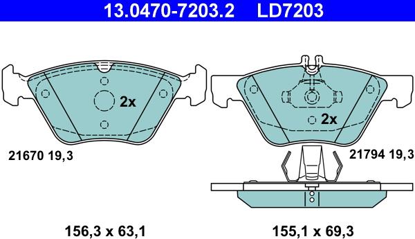 ATE 13.0470-7203.2 - Bremžu uzliku kompl., Disku bremzes www.autospares.lv