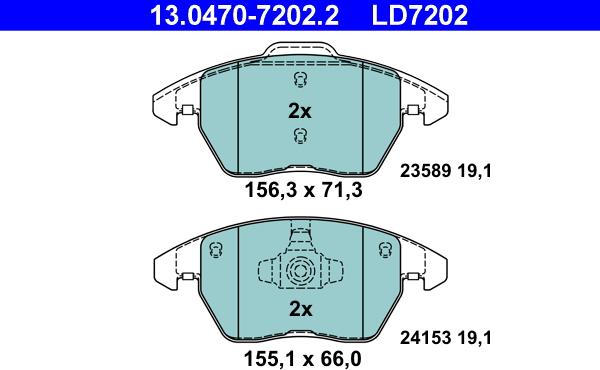 ATE 13.0470-7202.2 - Bremžu uzliku kompl., Disku bremzes autospares.lv