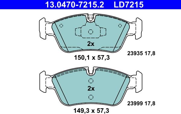 ATE 13.0470-7215.2 - Bremžu uzliku kompl., Disku bremzes autospares.lv