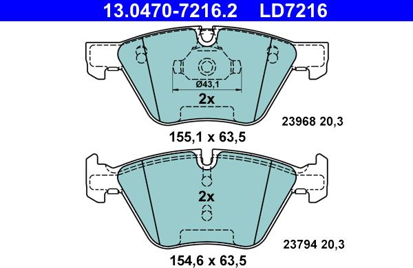 ATE 13.0470-7216.2 - Bremžu uzliku kompl., Disku bremzes www.autospares.lv