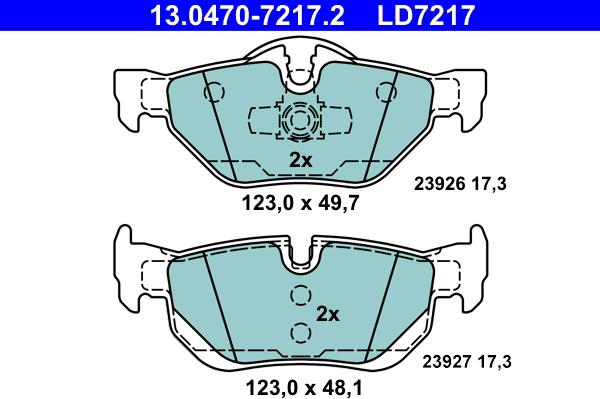 ATE 13.0470-7217.2 - Brake Pad Set, disc brake www.autospares.lv