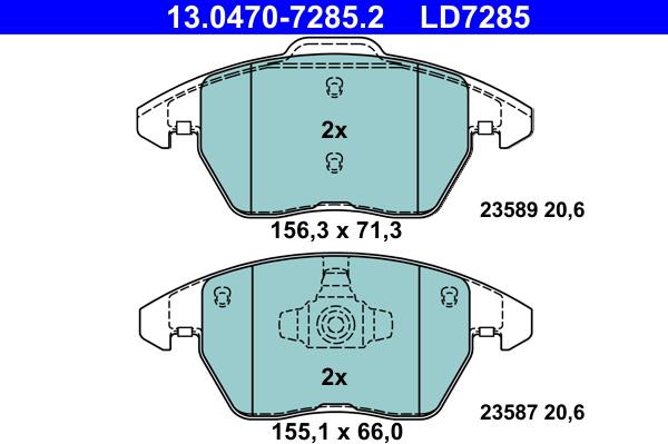 ATE 13.0470-7285.2 - Bremžu uzliku kompl., Disku bremzes autospares.lv