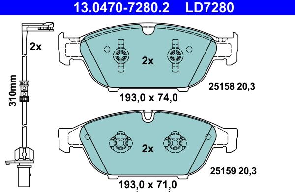 ATE 13.0470-7280.2 - Bremžu uzliku kompl., Disku bremzes www.autospares.lv