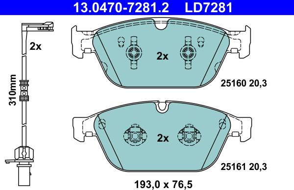 ATE 13.0470-7281.2 - Bremžu uzliku kompl., Disku bremzes www.autospares.lv