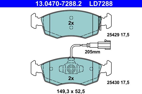 ATE 13.0470-7288.2 - Bremžu uzliku kompl., Disku bremzes autospares.lv