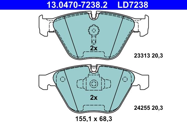 ATE 13.0470-7238.2 - Bremžu uzliku kompl., Disku bremzes www.autospares.lv