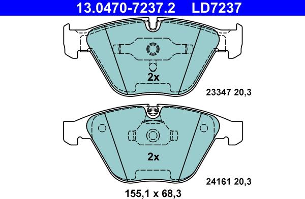 ATE 13.0470-7237.2 - Bremžu uzliku kompl., Disku bremzes autospares.lv