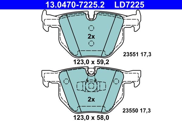 ATE 13.0470-7225.2 - Brake Pad Set, disc brake www.autospares.lv